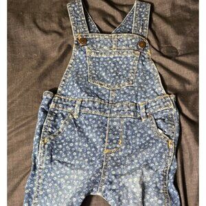 Vintage Old Navy GIrls Floral Overalls Biboveralls Denim Jean Size 2T Coveralls